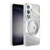 For Samsung Galaxy S24 FE 5G 360 Holder MagSafe Acrylic Hybrid TPU Phone Case(Frosted White)