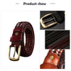 Wide Edition Hand Woven Lacquered Genuine Leather Waistband for Men, Belt Length:100cm(Coffee)