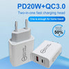 TCS-20WACA 20W PD Type-C + QC 3.0 USB Interface Fast Charging Travel Charger with USB to 8 Pin Fast Charge Data Cable AU Plug