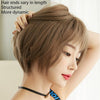Wig Female Short Hair Round Face Full Top Headgear Short Hair Temperament Bangs Hair Cover(Honey Tea Flax 28CM)