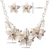 Crystal Enamel Flower Jewelry Sets For Women(White)