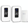 Wireless Doorbell with Temperature Display, 150m Range, UK Plug - White
