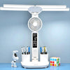 4-head Desk Lamp Foldable Reading Lamp 3-gear Color Adjustment, Spec: Charging Fan Clock Model