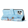For iPhone 12 Pro Max Floral Pattern Leather Phone Case with Lanyard(Light Blue)