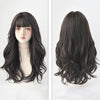 Wig Female Long Hair Big Wave Fluffy Full Headgear Long Curly Hair(Black Brown 65cm)