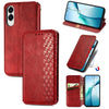 For Samsung Galaxy S25 Edge 5G Cubic Grid Pressed Magnetic Leather Phone Case(Red)
