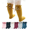 Baby Cute High Knee Fungus Lace Bow Socks, Size:XL(Grey)
