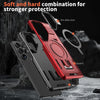 For Samsung Galaxy S23+ 5G Shield Hollow Frame Holder MagSafe Phone Case(Red)