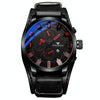 FNGEEN P1010 Men Fashion Large Dial Leather Belt Watch Student Casual Quartz Watch(Black Leather With Red Words)