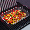 Stainless Steel Square BBQ Basket Heightened Handle Anti-scalding Grill Basket 42.5x28x10.5