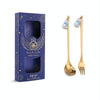 2pcs /Pack Christmas Mixing Spoon Fruit Fork With Pendant Flatware, Style: Snowman (Blue Box)