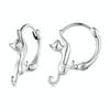 Sterling Silver S925 Diamond Stretch Cat Stretch Earrings, Size: Large Platinum Plated