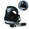 Reflective Dog Vest & Lead, Small Black - Breathable Mesh