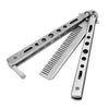 Salon Stainless Steel Practice Comb Practice Knife (Uncut) Butterfly Comb(Silver)