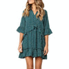 Burst Ruffled Skirt Fashion Dot Dress, Size:XL(Green)