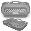 For Ninja DZ201 Air Fryer Silicone Mat Foldable Reusable Basket Tray(Gray)