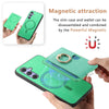 For Samsung Galaxy F15 / M15 Retro Cross Leather Ring Side Insert Card Bag MagSafe Phone Case(Green)