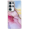 For Samsung Galaxy S23 Ultra 5G Electroplated Marble Texture Phone Case(Gold Pink Red M12)
