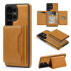 For Samsung Galaxy S25+ 5G Shield Multi-functional MagSafe Card Bag Phone Case(Brown)