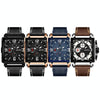 SANDA 5304 Quartz Men Watch Three Eyes Six Stitches Simple Calendar Waterproof Waist Watch(Belt Coffee)