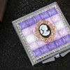 Handmade DIY Diamond Portable Double Sided Folding Mirror Gem Beauty Head(Purple)