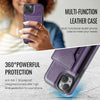 For iPhone 13 DG.MING MAGKING-K2 Series MagSafe RFID Card Bag Detachable Phone Case(Purple)