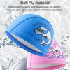 Children Swimming Cap PU Printed Cute Dolphin Pattern Elastic Swimming Cap(Silver Grey)