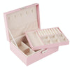 Portable Leather Jewelry Storage Box Necklace Ring Watch Storage Box, Style:Double Layer(Pink)