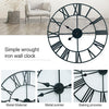 40cm Retro Living Room Iron Round Roman Numeral Mute Decorative Wall Clock (Silver)