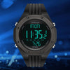 SANDA 6093 Waterproof Luminous Electronic Digital Watch(Black Silver)
