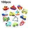 100pcs PVC Drip Cartoon Transportation Cave Shoes Buckle Hand Ring Decorative Accessories(Style Random Delivery)