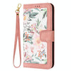 For iPhone XS Max Floral Pattern Leather Phone Case with Lanyard(Pink)