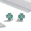 S925 Sterling Silver Four Leaf Clover Ear Studs Women Earrings