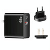 PD-65W USB-C / Type-C + QC3. 0 USB Laptop Charging Adapter + 1.8m USB-C / Type-C to MagSafe 2 / T Head Data Cable, EU Plug / US Plug(Black)
