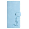 For Samsung Galaxy A23 5G Skin Feel Embossed Feather Leather Phone Case(Light Blue)