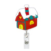 68cm Christmas Cartoon Pull Badge Reel Rotatable Certificate Buckle, Style: Red House