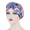 Women Printed Brushed Milk Silk Turban Hat Short Pullover Hat, Size:One Size(Lake Blue)