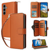 For Samsung Galaxy S24+ 5G Nine-card Slots Zipper Wallet Bag Leather Phone Case(Brown)