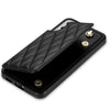 For Samsung Galaxy S22 5G Rhombic Dual Buckle Card Slots Phone Case with Lanyard(Black)