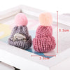 12PCS Cute Mini Knitted Hairball Hat Brooch Sweater Pins Badge(Lotus red)