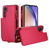 For Samsung Galaxy A54 Double Flap Zipper RFID Leather Phone Case with Short Lanyard(Red)