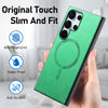 For Samsung Galaxy S25 Ultra 5G Solid Color Retro Magsafe PU Back Cover Phone Case(Green)