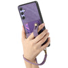 For Samsung Galaxy S25 5G Retro Cross Wristband Wallet Leather Back Phone Case(Purple)