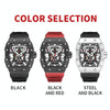 BAOGELA 224147 Wine Barrel Shaped Hollow Night Light Waterproof Sports Silicone Men Watch(Black Shell Red Belt)