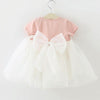 Girls Splicing Lace Mesh Princess Dress with Bow-knot, Kid Size:90cm(Pink)