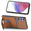 For Samsung Galaxy S25 Ultra 5G Carbon Fiber Card Bag Fold Stand Phone Case(Brown)