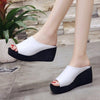 Summer Women Wedge Slippers, Size: 38(Black)