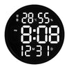 6620 12 Inch LED Simple Wall Clock Living Room Round Silent Digital Temperature And Humidity Electronic Clock(Black Frame US Plug)