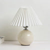 Pleated Lampshade Cozy Bedside Night Light Modern Ceramic Desk Lamp 220V(Off-white Body+White Cover)