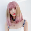 Female Gradient Highlighting Lifelike Chemical Fiber Headgear Wigs(Plum Pink and Honey Tea 39CM)